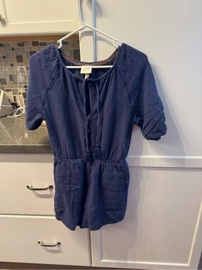 Knox Rose Navy Gauze Tie-Front Tunic romper